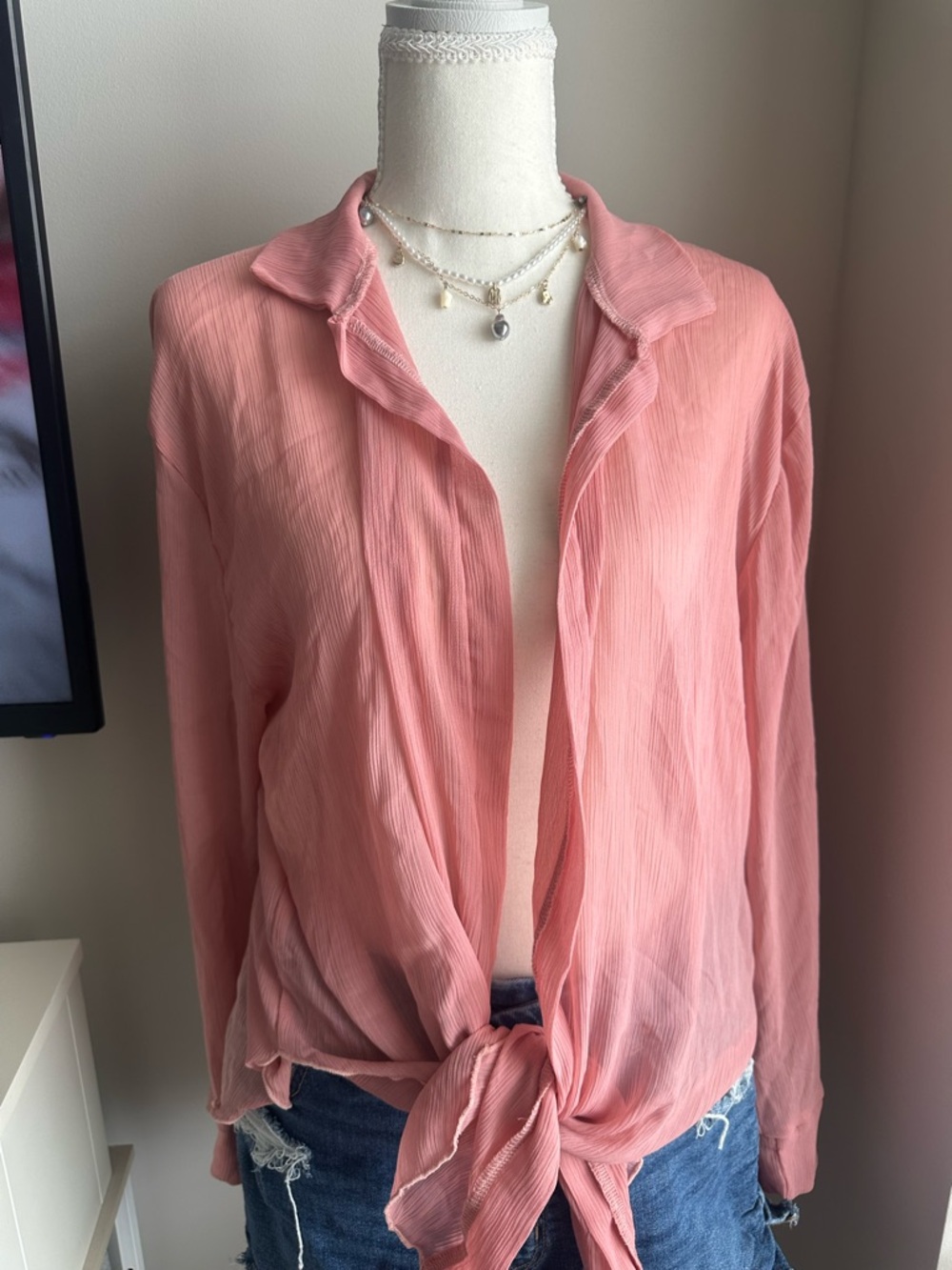 Light Pink Tie-Front Women's Swim Coverup